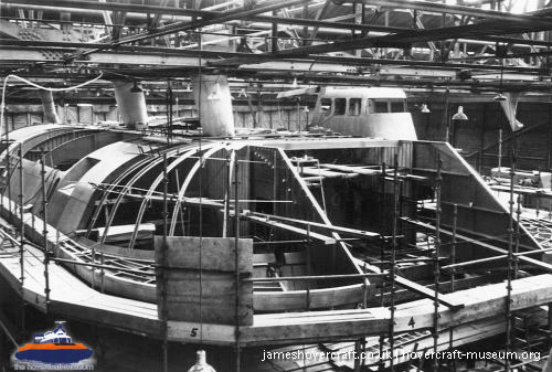 Vosper-Thornycroft VT1 under construction -   (submitted by The <a href='http://www.hovercraft-museum.org/' target='_blank'>Hovercraft Museum Trust</a>).